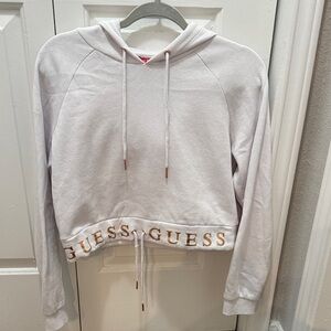 Guess Women's White Hoodie with Gold Accents
